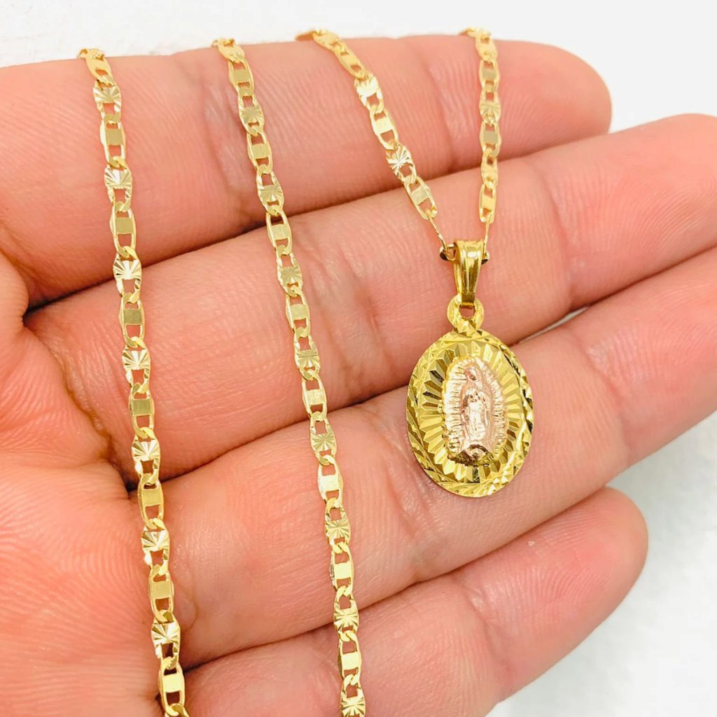 Virgencita De Guadalupe Pendant 20 Necklace 14k Valentino Chain Gf Gifts Adults 50$